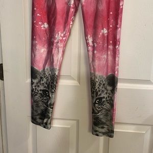 Justice tiger cub/kitten pink leggings—size 18
